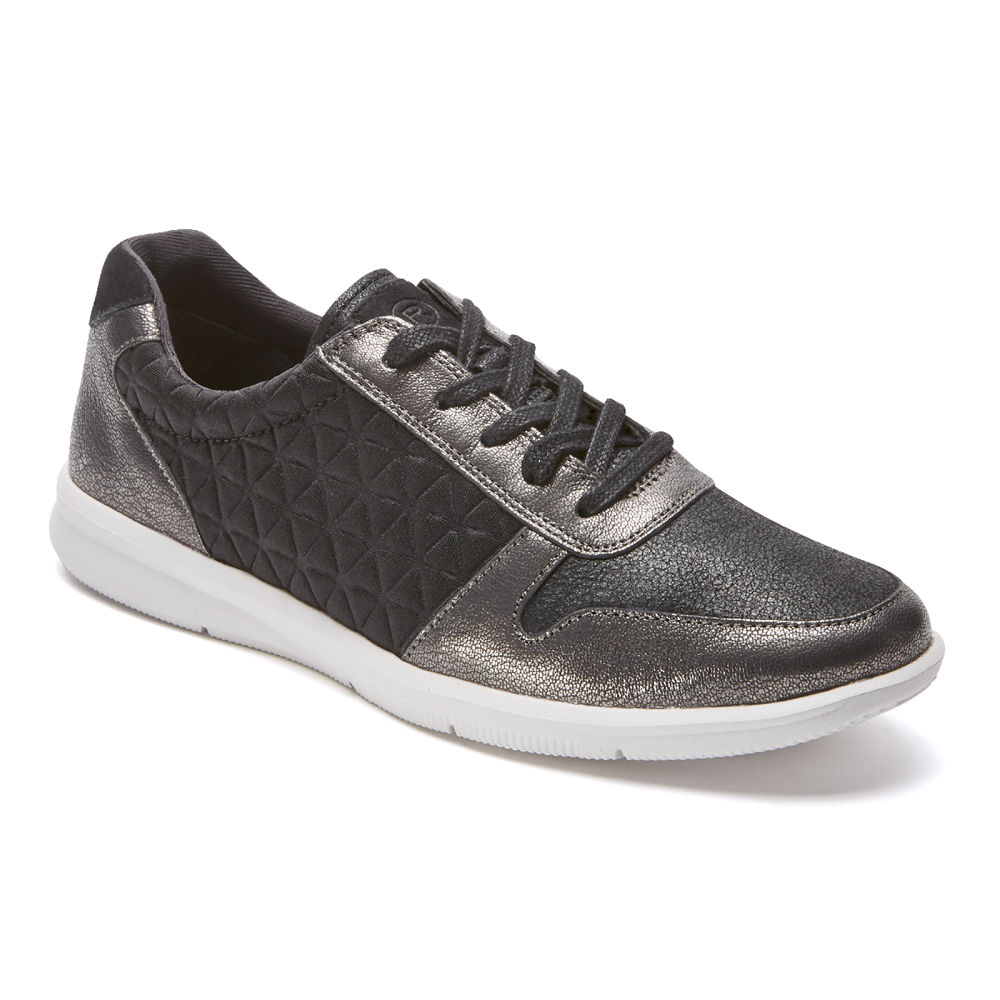 Rockport Womens Ayva Tie - Sneakers Black - IKO410365